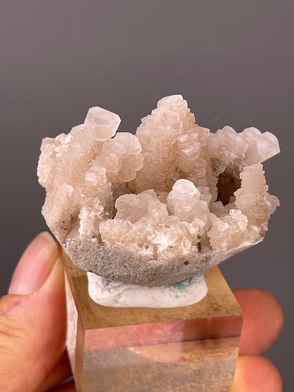 Calcite specimen from Longyan, Fujian, China, characterized by peach stacked calcite crystals