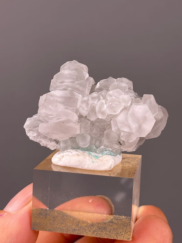 Calcite specimen from Longyan, Fujian, China showing pale gray calcite with brassy pyrite