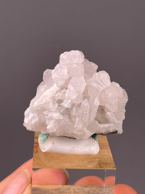 Calcite specimen from Longyan, Fujian, China featuring pale pink blocky calcite cluster