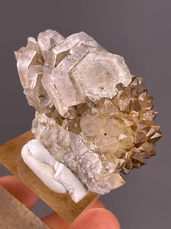 Natural Calcite with Quartz specimen from Longyan, Fujian, China with cream tabular rosette blades