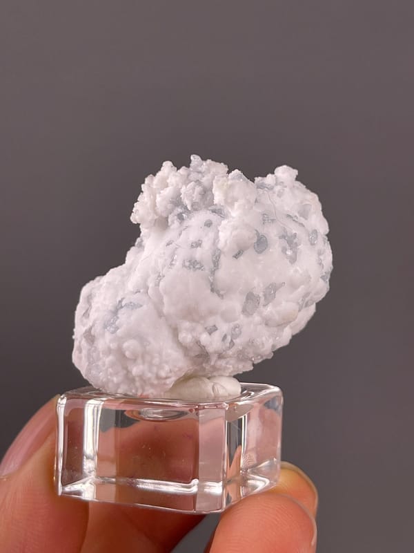 Celestine specimen from Yunnan, China showing white botryoidal crystalline coating