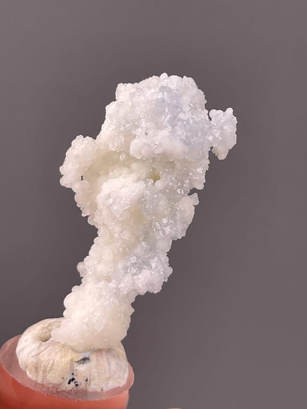 Celestite specimen from Longyan, Fujian, China bearing white stalactitic drusy mass