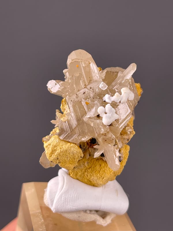 Cerussite specimen from Iran presenting colorless striated prisms