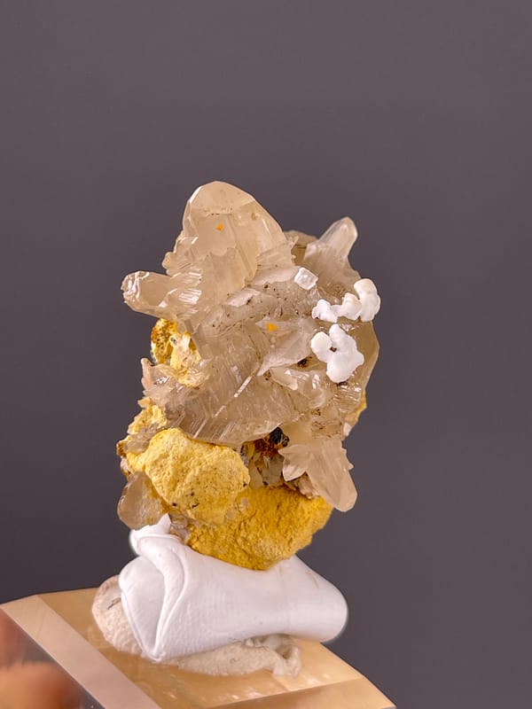 Cerussite specimen from Iran displaying colorless striated prisms
