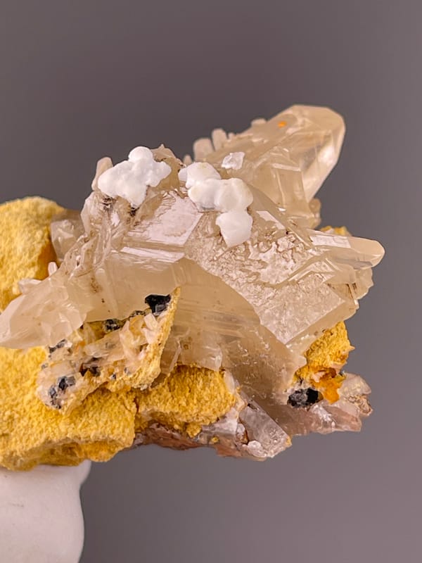 Cerussite specimen from Iran highlighting colorless striated prisms