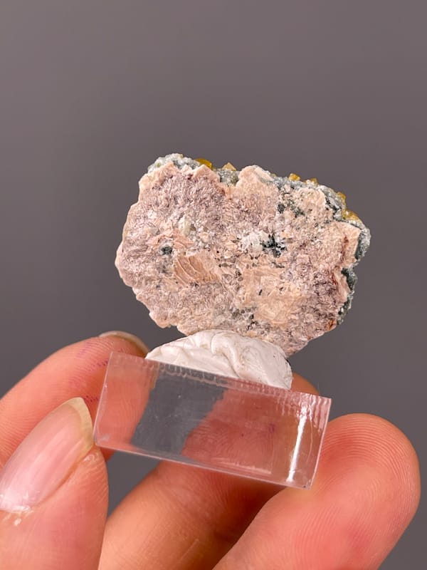 Yellow short-prismatic crystal coating on natural chabazite specimen from Fujian, China