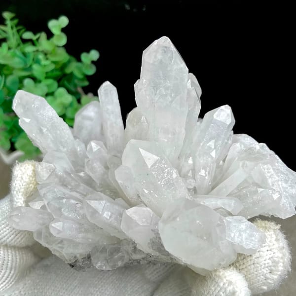 Cluster of clear quartz points from Shangbao, Hunan, China, view 4 of 9