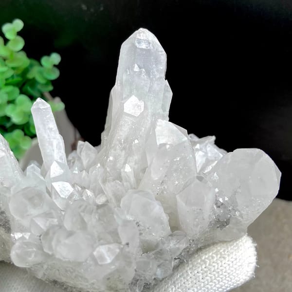 Cluster of clear quartz points from Shangbao, Hunan, China, view 5 of 9