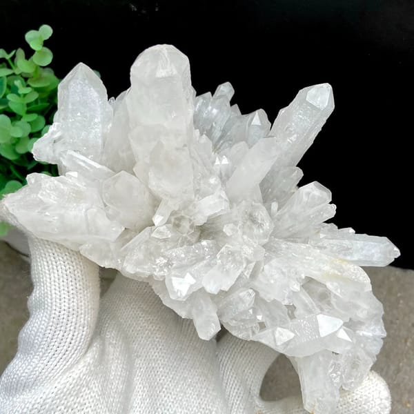 Cluster of clear quartz points from Shangbao, Hunan, China, view 7 of 9