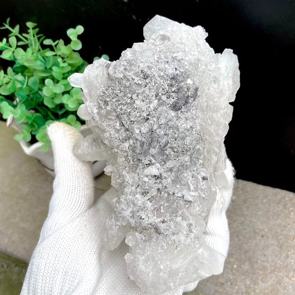 Cluster of clear quartz points from Shangbao, Hunan, China, view 9 of 9
