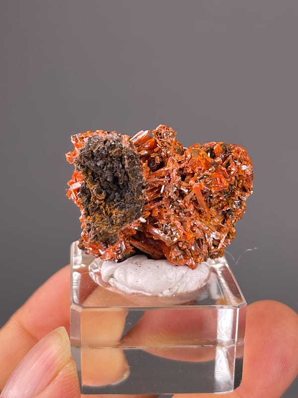 Crocoite specimen from Australia, characterized by orange-red lustrous blades