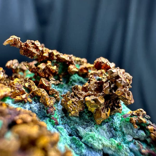 Native copper mass with green malachite and blue chrysocolla from the USA, view 2 of 6