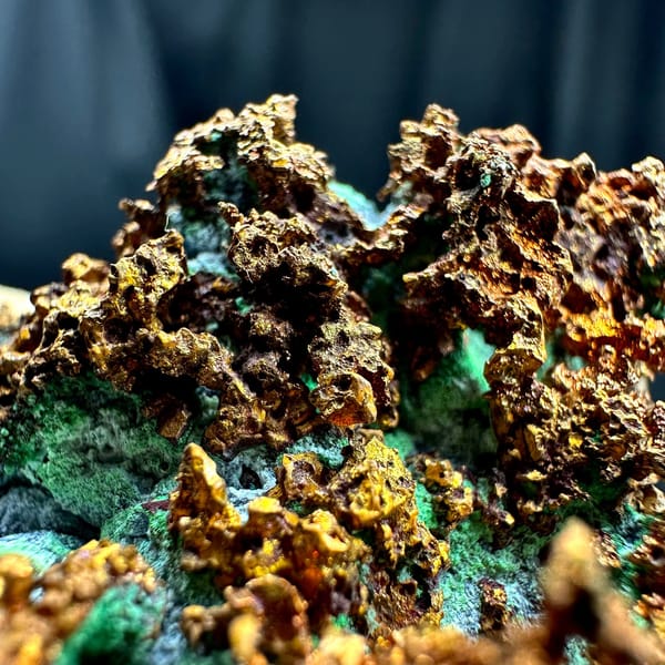 Native copper mass with green malachite and blue chrysocolla from the USA, view 3 of 6