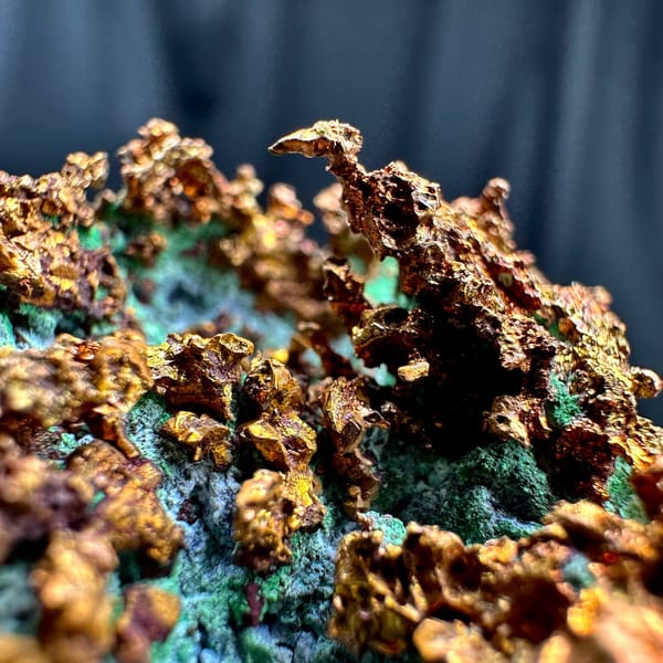 Native copper mass with green malachite and blue chrysocolla from the USA, view 4 of 6