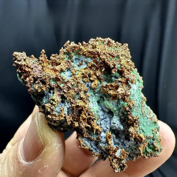 Native copper mass with green malachite and blue chrysocolla from the USA, view 6 of 6