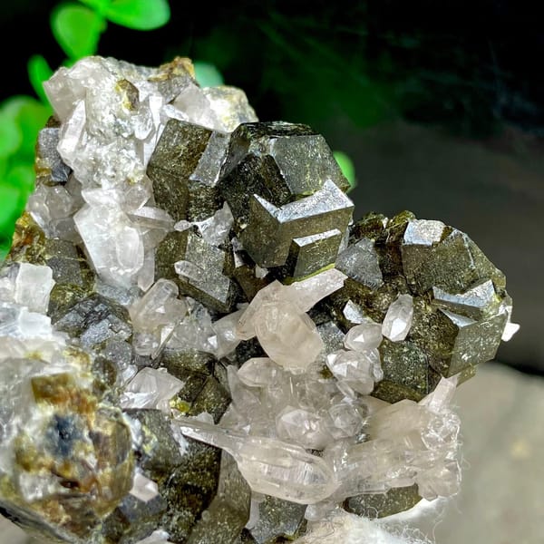 Dark green garnet dodecahedra on white quartz from Inner Mongolia, China, view 6 of 9
