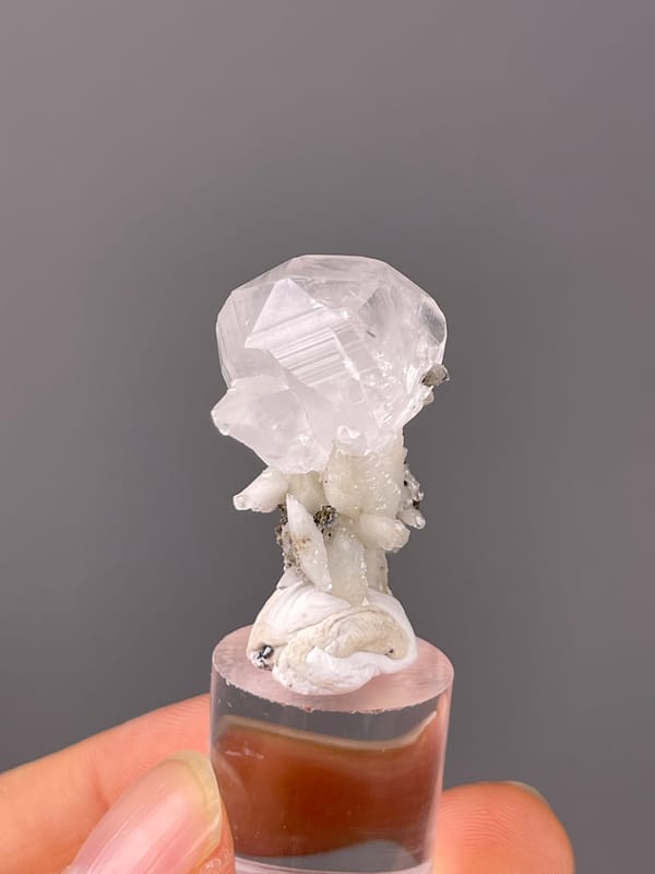 Calcite specimen from Hubei, China showing colorless complex calcite crystal