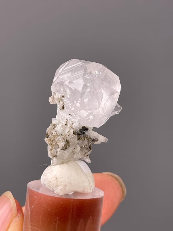 Calcite specimen from Hubei, China displaying colorless complex calcite crystal