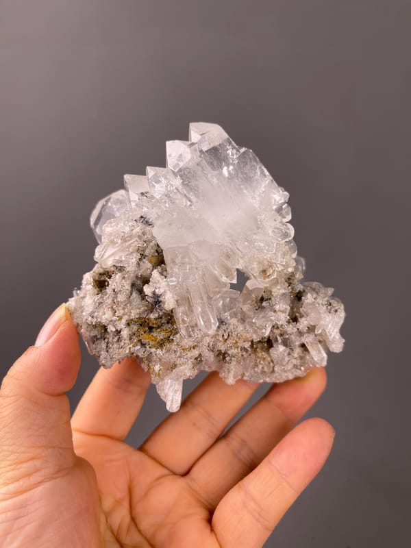 Faden Quartz specimen from Pakistan showing clear milky quartz cluster