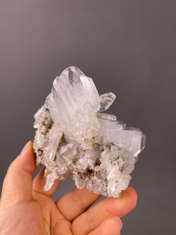 Faden Quartz specimen from Pakistan displaying clear milky quartz cluster