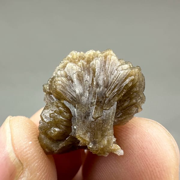 Tiny golden-brown stilbite fan from Yunxiao, Fujian, China, view 2 of 6