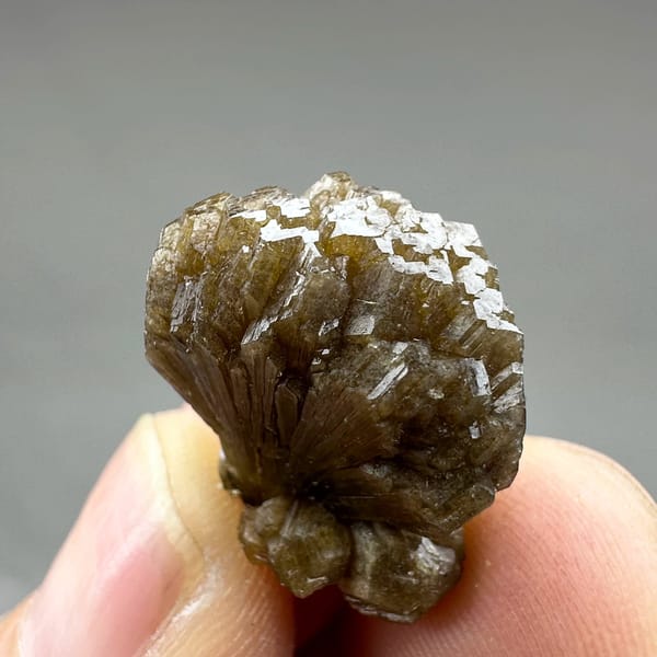 Tiny golden-brown stilbite fan from Yunxiao, Fujian, China, view 3 of 6