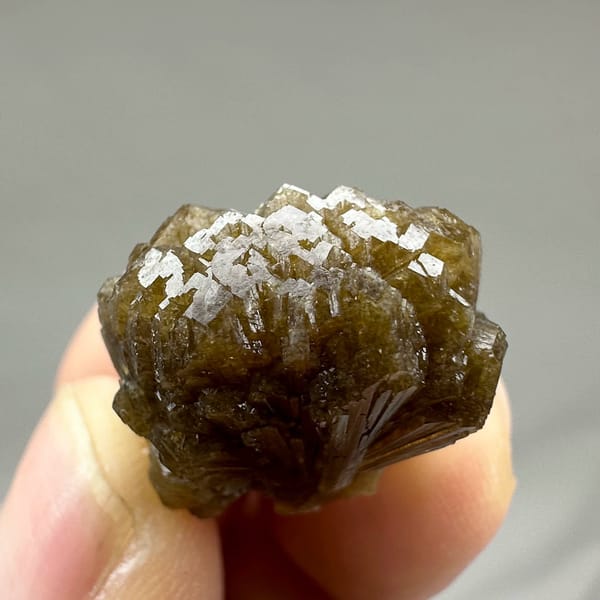 Tiny golden-brown stilbite fan from Yunxiao, Fujian, China, view 4 of 6