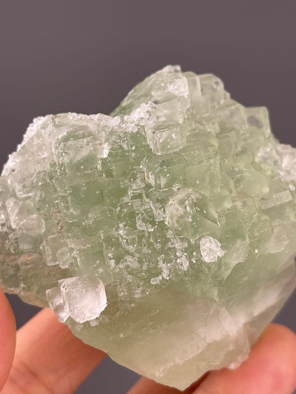 Fluorite from Fujian, China: close view of nested square growth steps.