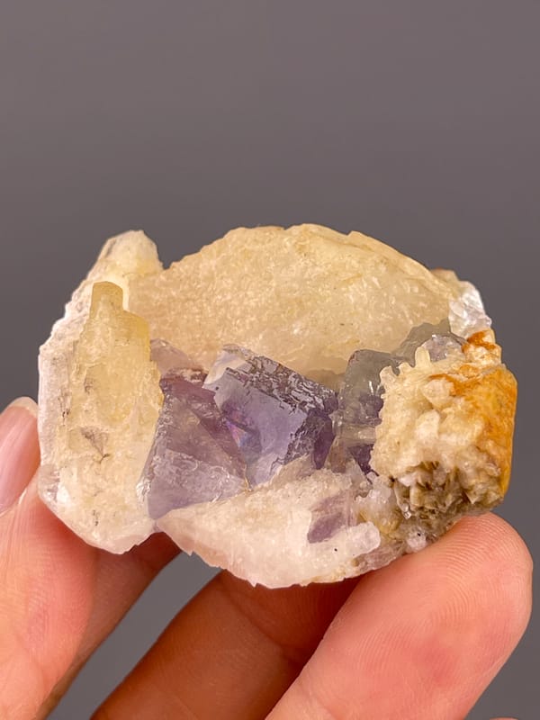 Fluorite from Fujian, China: angled view into the purple crystal recess.