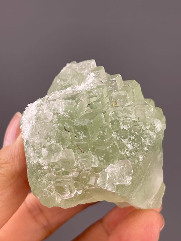 Fluorite from Fujian, China: angled view across repeated square steps.