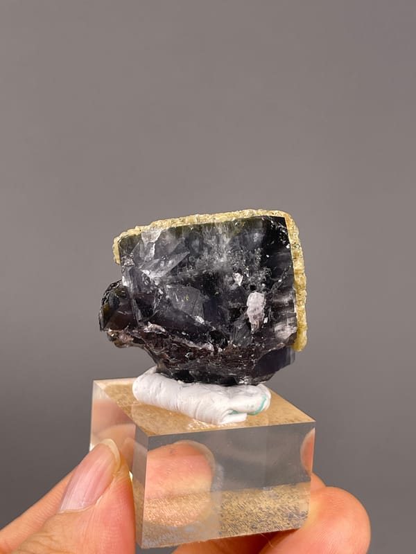 Fluorite from Fujian, China: underside showing a dark exposed face.