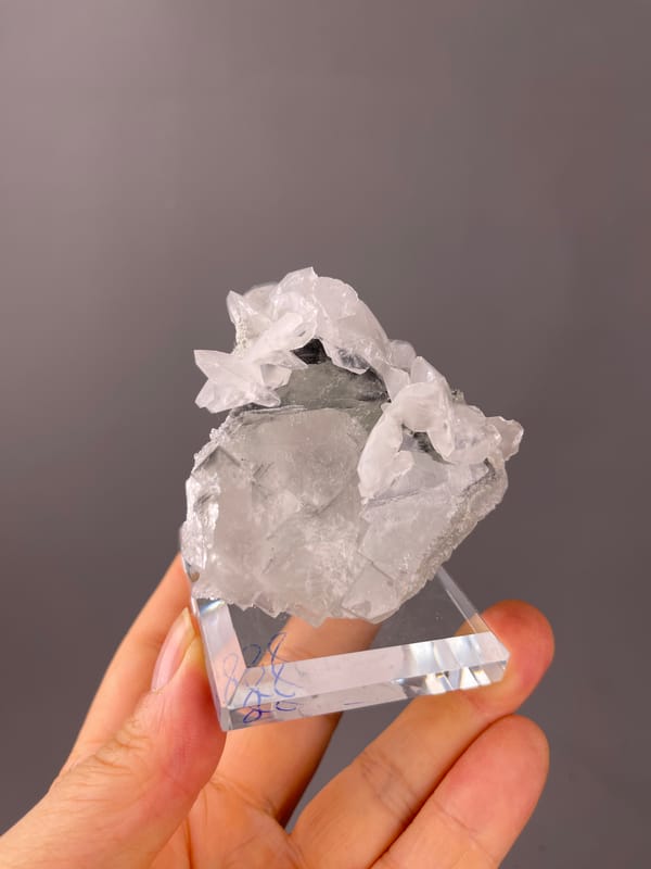 Fluorite with Calcite specimen from Fujian, China showing gray calcite with white overgrowth