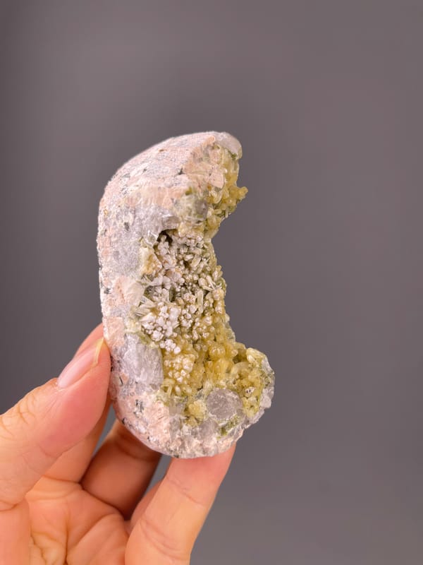Zeolite Group with Quartz specimen from Fujian, China bearing yellow-green prismatic crystals