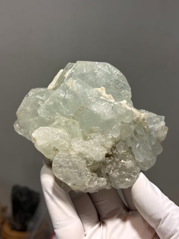 Frosted pale green aquamarine block from Xuebaoding, Sichuan, China, second angle