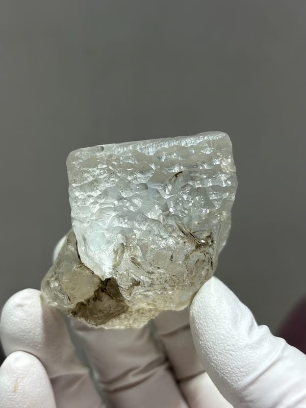 Frosted white fluorite cube from Xuebaoding, Sichuan, China, reverse side