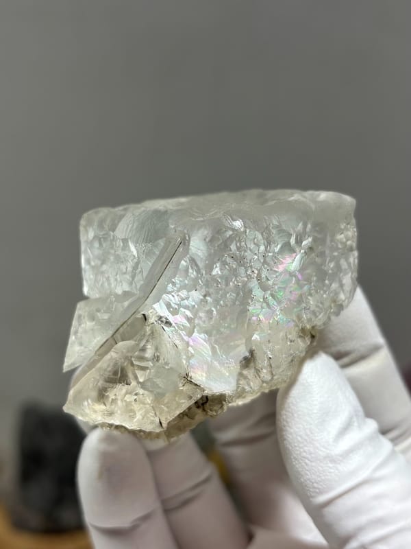 Frosted white fluorite cube from Xuebaoding, Sichuan, China, side view