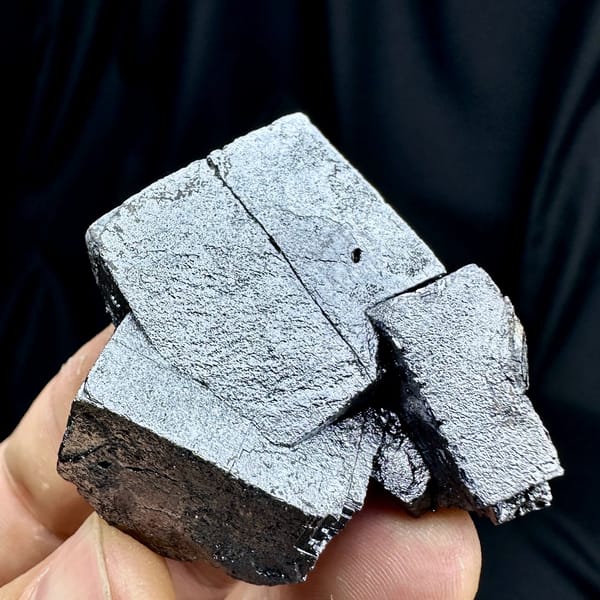 Interlocking silver-grey galena cubes with chalcopyrite from Jiangxi, China, view 2 of 6