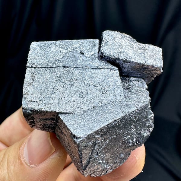 Interlocking silver-grey galena cubes with chalcopyrite from Jiangxi, China, view 3 of 6