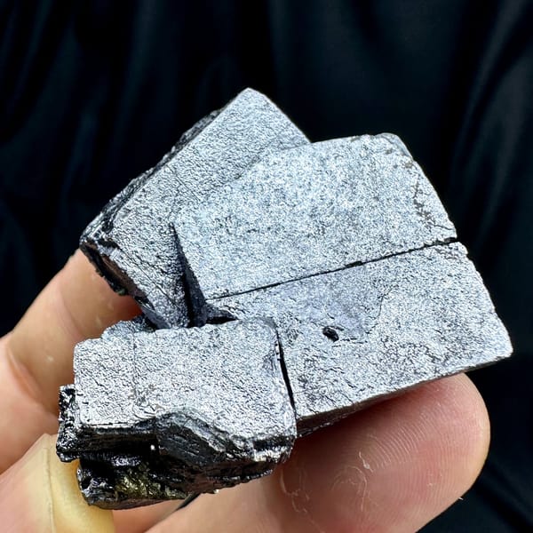 Interlocking silver-grey galena cubes with chalcopyrite from Jiangxi, China, view 5 of 6