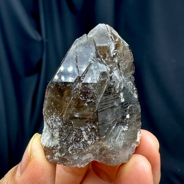 Large dark smoky quartz crystal with garnet and hyalite from Yunxiao, Fujian, China, view 2 of 6