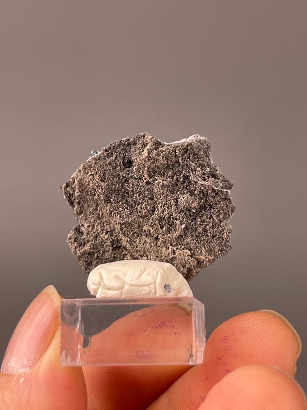 Gibbsite specimen from Guizhou, China displaying bright blue botryoidal cavity