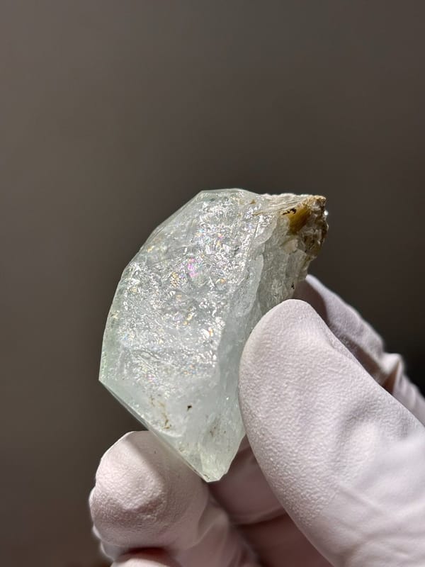 Glassy pale aquamarine with mica fleck from Xuebaoding, Sichuan, China, view 3 of 5