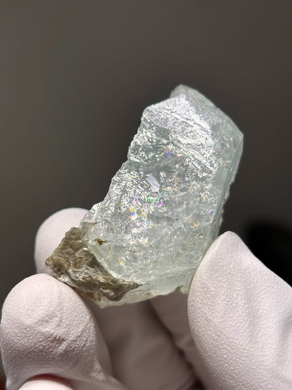 Glassy pale aquamarine with mica fleck from Xuebaoding, Sichuan, China, view 5 of 5