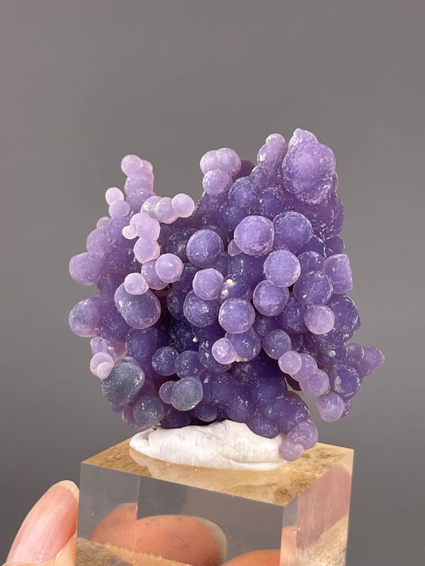 Grape Agate from Indonesia: front view of densely clustered purple lobes.