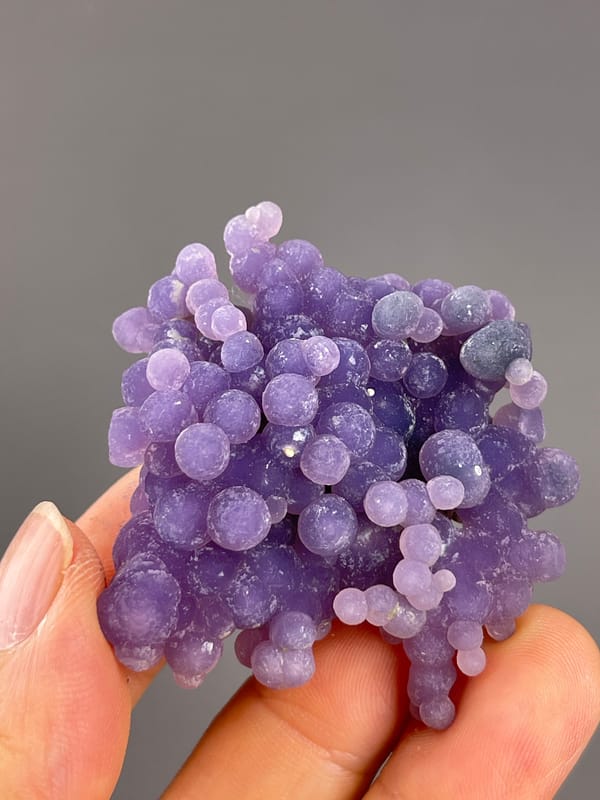 Grape Agate from Indonesia: oblique view of the densely nodular surface.