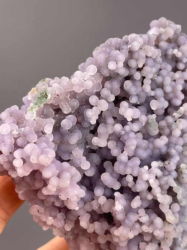 Grape Agate from Indonesia: close detail of spherical lavender growths.