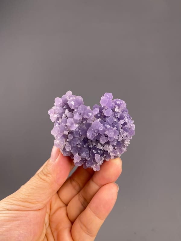 Grape Agate from Indonesia: upper angle showing lavender and violet nodules.
