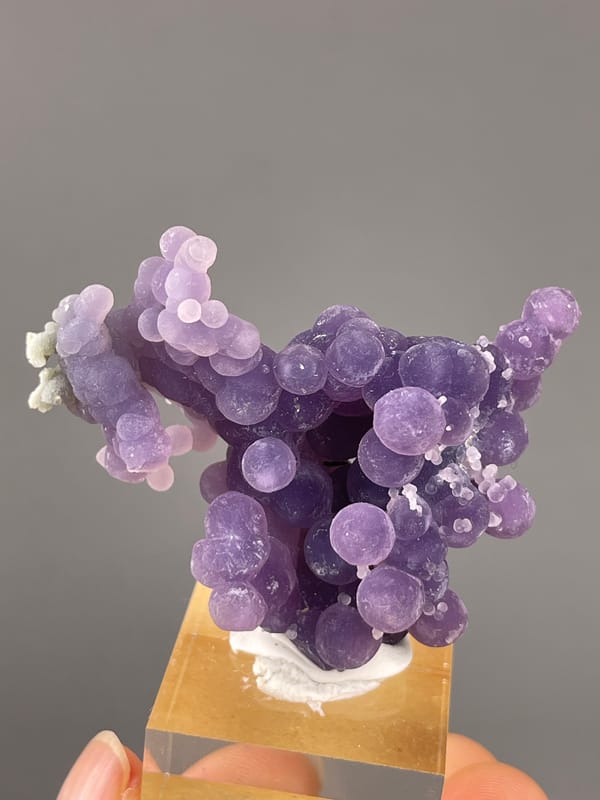 Grape Agate from Indonesia: broad frontal view with scattered pale nodules.