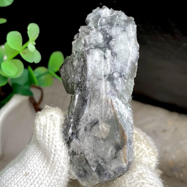 Green fluorite cubes on grey botryoidal fluorite base from Jiangxi, China, view 9 of 9