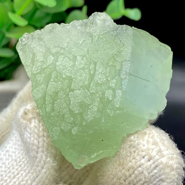 Pale green stepped fluorite cube from Hunan, China, view 8 of 9